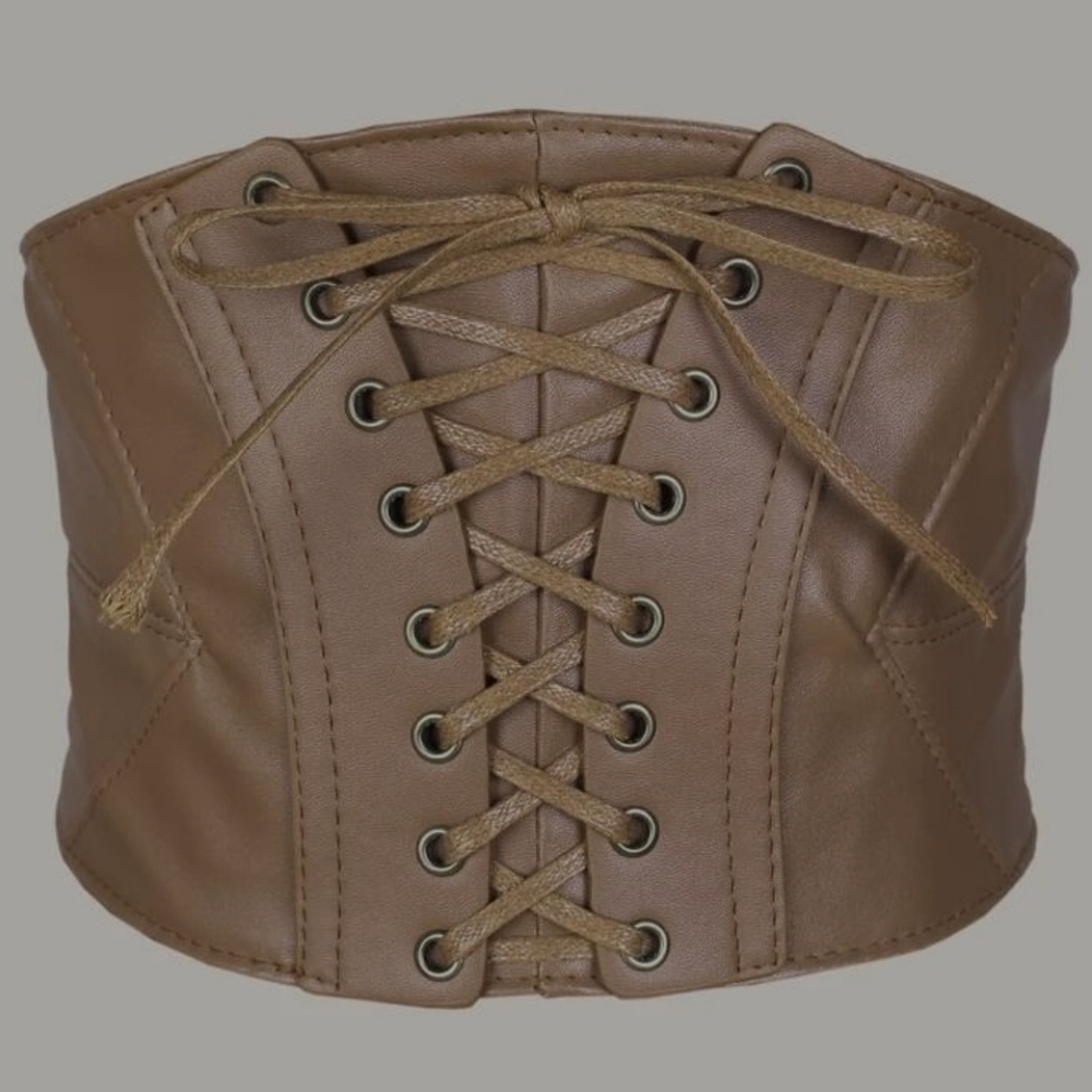 Brown Corset Belt Faux Leather